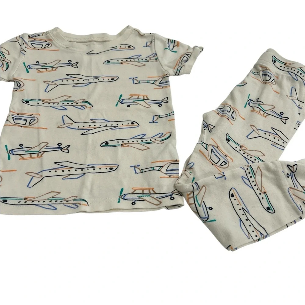 Old Navy Airplane Print Kids Pajama Set - Cream